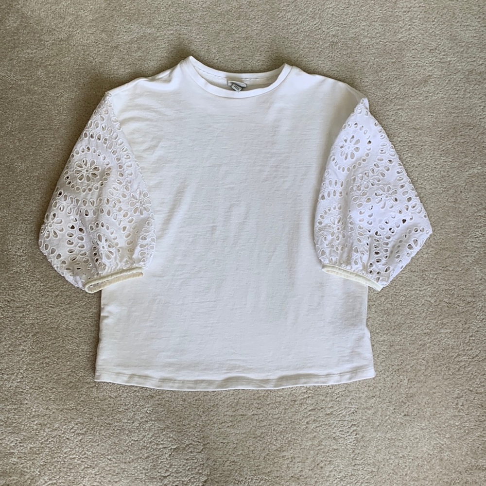 Target A New Day White Eyelet Sleeve Tee size S